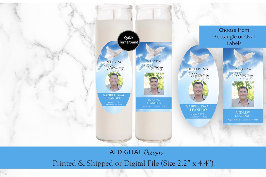 Funeral Remembrance Candle Labels, Funeral Prayer Candle Sticker Labels