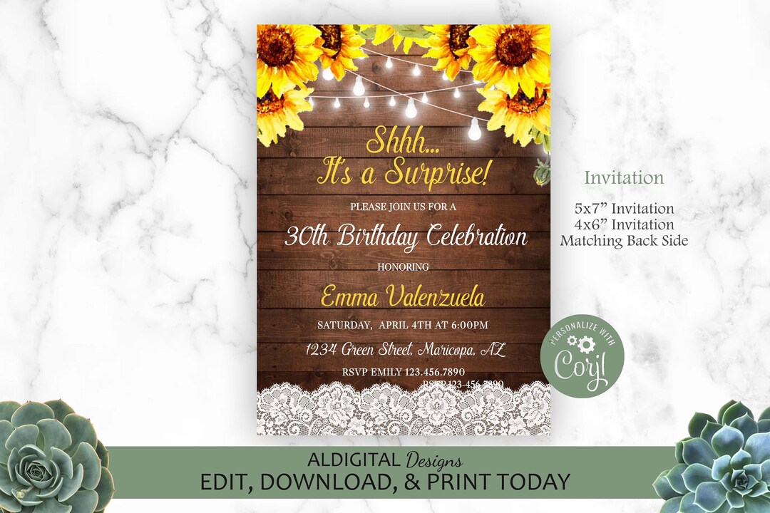 Rustic Surprise Invitation, Rustic Birthday Invitation, Surprise ...