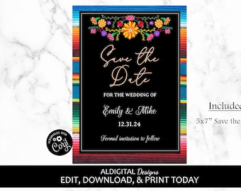 Fiesta Save the Date, Fiesta Save the Date, Wedding Save the Date, Save the Date, EDITABLE