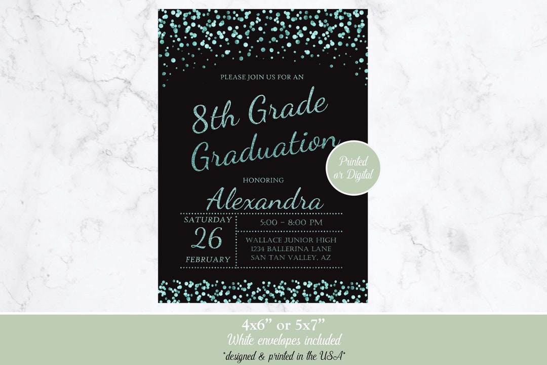 8th Grade Graduation Invitation, Middle School Graduation Invitation