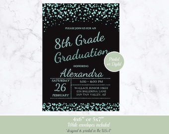 8th Grade Graduation Invitation, Printed or Digital