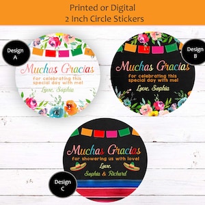 Fiesta Thank You Stickers, Mexican Fiesta Stickers, Fiesta Sarape Bridal Shower Stickers, Fiesta Baby Shower Stickers, Fiesta Favor Stickers