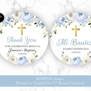 Mi Bautizo Stickers, Mi Bautizo Favor Stickers, Spanish Mi Bautizo Stickers, Boy Baptism Stickers, Boy Baptism Favor Stickers