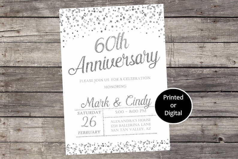 Silver Wedding Anniversary Invitation Wedding Anniversary Etsy