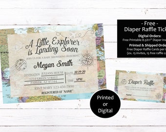 Little Explorer Baby Shower Invitation, Landing Soon Baby Shower Invitation, Baby Shower Invitation, Adventure Awaits Baby Shower