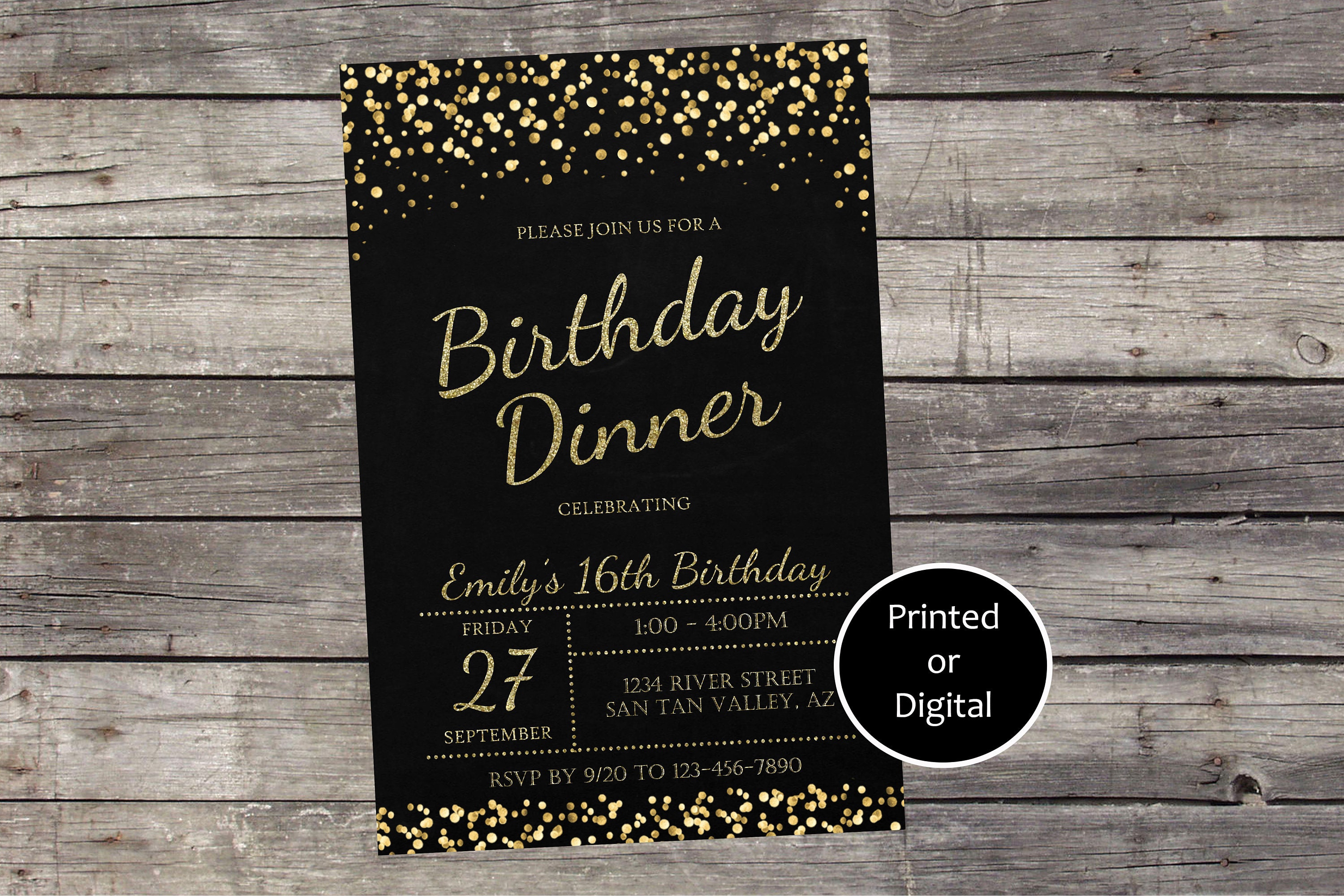 Birthday Dinner Invitation Birthday Dinner Party Surprise | Etsy