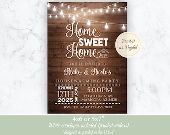 Housewarming Invitation, Rustic Housewarming Invitation, Rustic New House Invitation, Housewarming Party Invitation, Home Sweet Home
