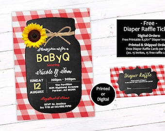 Baby Q Invitation, Baby Shower Invitation, Barbecue Baby Shower Invitation, Backyard Barebecue