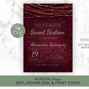 Sweet 16 Invitation, Sweet 16 Birthday Invitation, Night Under the Stars Invitation,  EDITABLE TEMPLATE