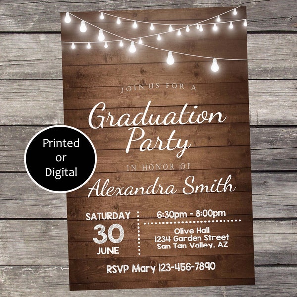 Rustic Graduation Invitation, Graduation Invitation, Rustic Invitation, Rustic Graduation Announcement