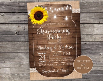 Housewarming Invitation, Rustic Housewarming Invitation, Rustic New House Invitation, Housewarming Party Invitaion