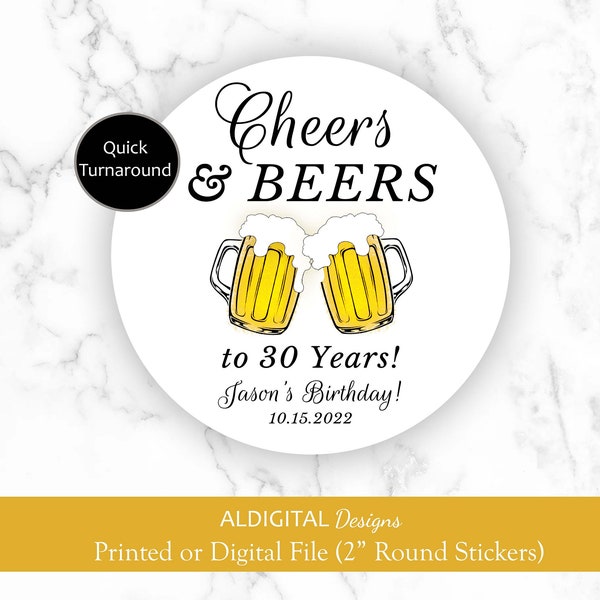 Cheers & Beers Stickers, Cheers and Beers Favor Stickers, Cheers Favor Stickers, Cheers Birthday Favor Stickers