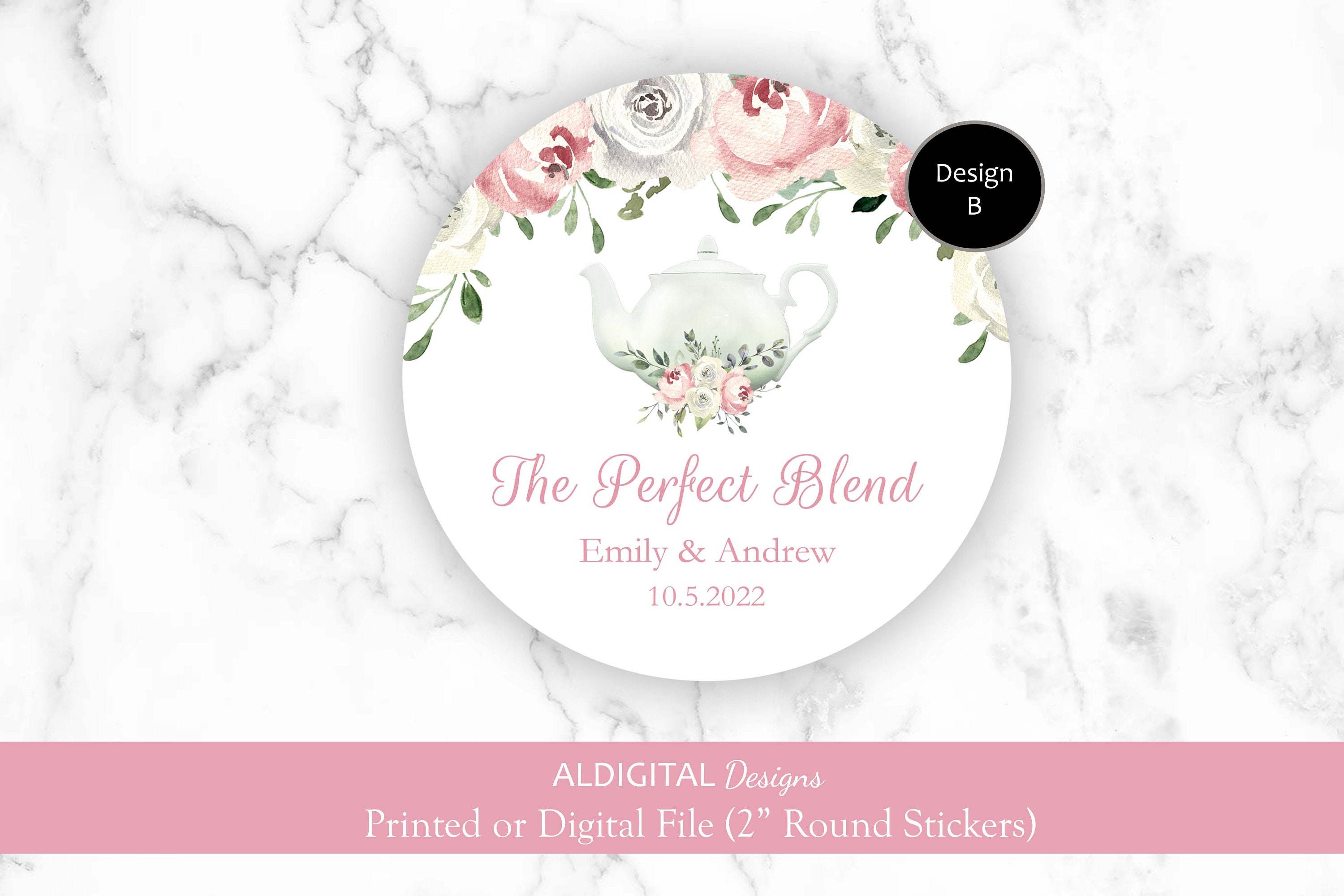 Tea Party Favor Stickers, Tea Party Stickers, Tea Bridal Shower Favor ...