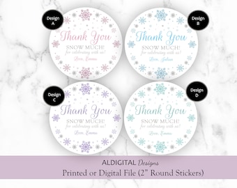 Winter Snowflake Stickers, Snowflake Stickers, Winter Wonderland Stickers, Thank You Snow Much Stickers, Snowflake Winter Favor Stickers