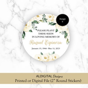 Funeral Memorial Stickers, Funeral Memorial Favor Stickers, Memorial ...
