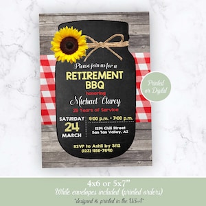 Retirement BBQ Invitation, BBQ Invitation, BBQ retirement Invitation, Retirement Backyard Barbecue Invitation