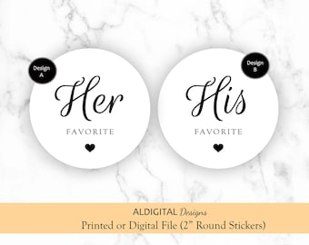 His Favorite Stickers, Her Favorite Stickers, His and Her Favorite Wedding Stickers, His Her Favorite Favor Stickers