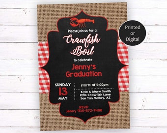 Crawfish Boil Invitation, Crawfish Boil Graduation Invitation, Crawfish Invitation