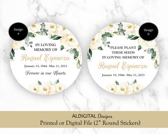 Funeral Memorial Stickers, Funeral Memorial Favor Stickers, Memorial Favor Stickers, Seed Funeral Memorial Stickers