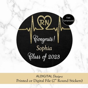 Nurse Graduation Sticker, Nursing Graduation Sticker, Registered Nurse Favor Stickers, RN Graduation Favor Stickers, RN Stickers