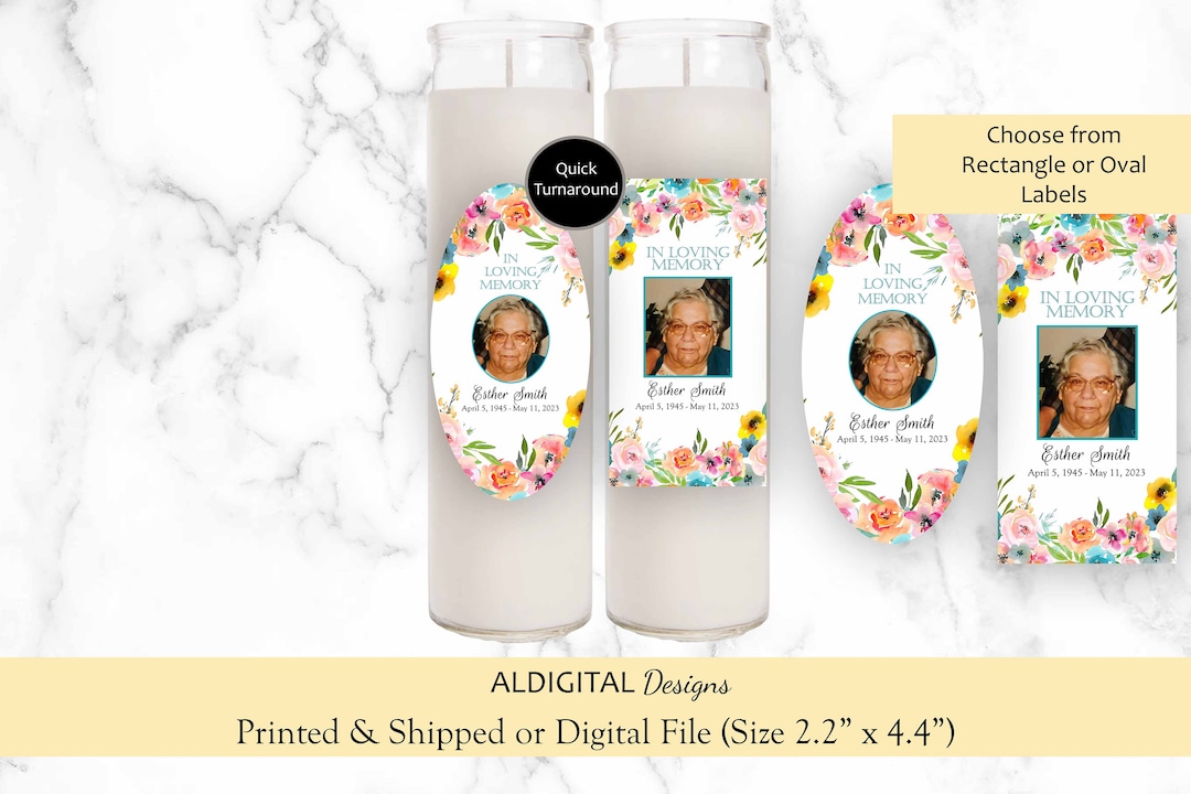 Funeral Remembrance Candle Labels, Funeral Prayer Candle Sticker Labels