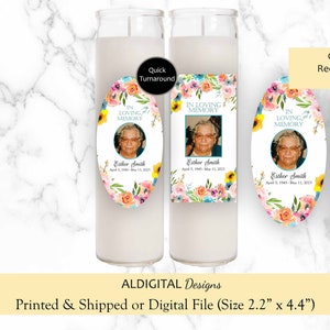 Funeral Remembrance Candle Labels, Funeral Prayer Candle Sticker Labels, Memorial Candle Labels, Funeral Memorial Candle Favor Labels