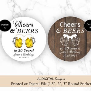 Cheers & Beers Stickers, Cheers and Beers Favor Stickers, Cheers Favor Stickers, Cheers Birthday Favor Stickers
