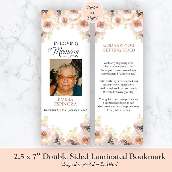 Laminated Obituary Bookmarks Etsy