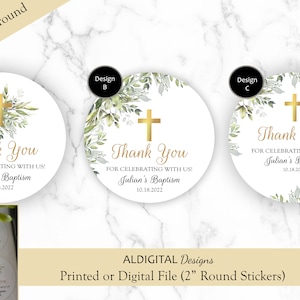 Baptism Stickers, Greenery Baptism Stickers, Baptism Favor Stickers, Greenery Baptism Favor Stickers, Christening Favor Stickers