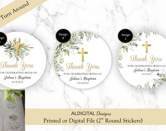 Baptism Stickers, Greenery Baptism Stickers, Baptism Favor Stickers, Greenery Baptism Favor Stickers, Christening Favor Stickers