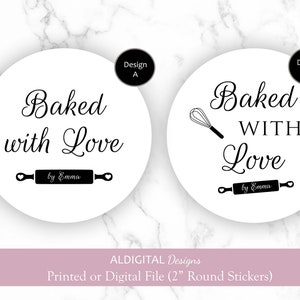 Baked with Love Stickers, Baking Stickers, Baked Goods Favor Stickers, Kitchen Baking Stickers, Baked with Love Labels