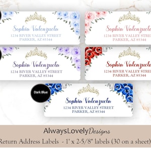 Quinceanera Return Address Labels, Envelope Return Address Labels, Sweet Sixteen Return Labels, Return Address Labels