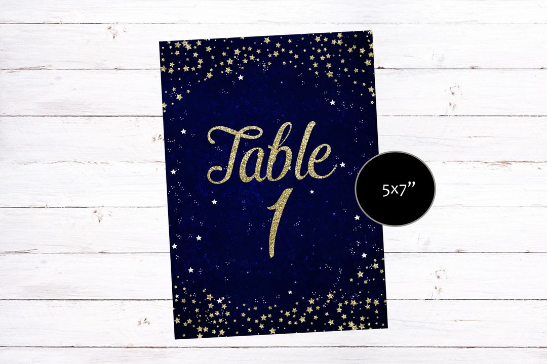 Large Star Table Numbers Table Number Cards, Starry Night Table Number Cards, Under the Stars ...