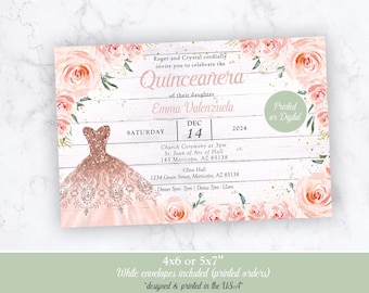 Quinceanera Invitation, Quinceanera Pink Invitation, Pink Sweet Sixteen Invitation, Sweet Sixteen