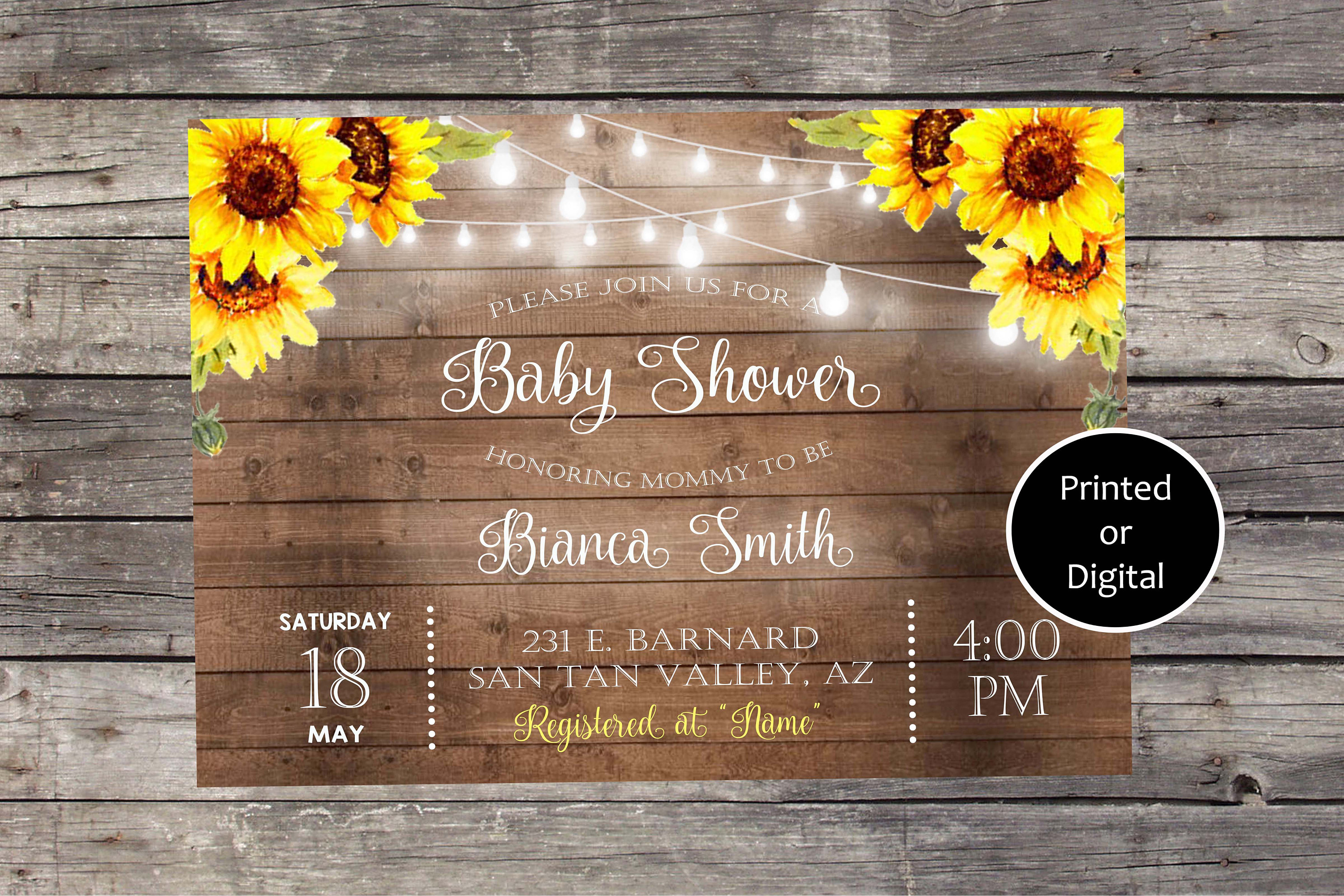 Rustic Summer Invitations Wedding Rustic Invitation, Rustic Wedding Invitation, Sunflower Wedding ...