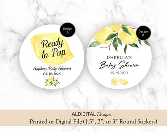 Lemon Baby Shower Sticker, Citrus Baby Shower Sticker, Baby Shower Favor Stickers, Lemon Baby Shower Favor Round Stickers