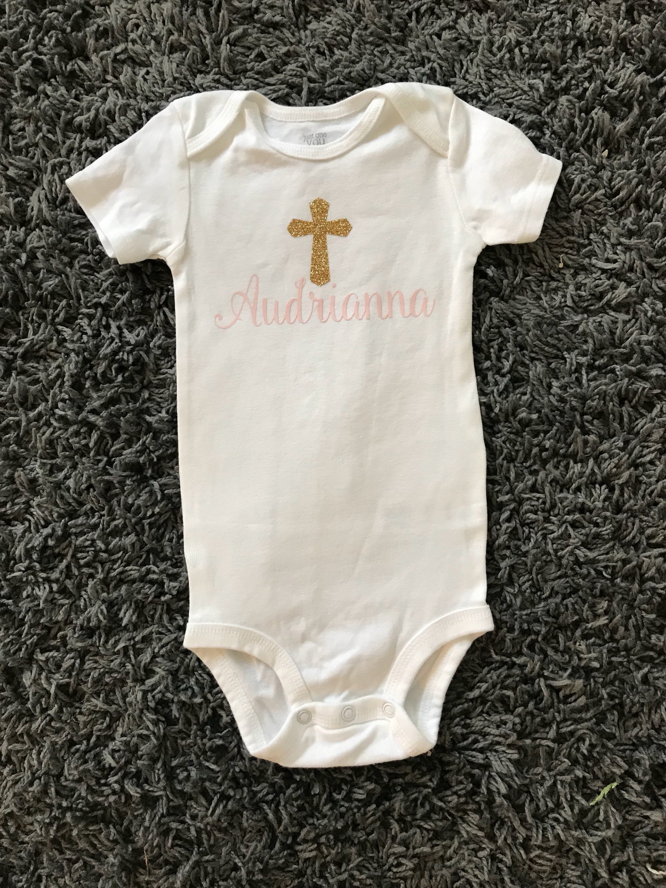 Personalized Baptism/Christening Onesie Cross and Name Etsy