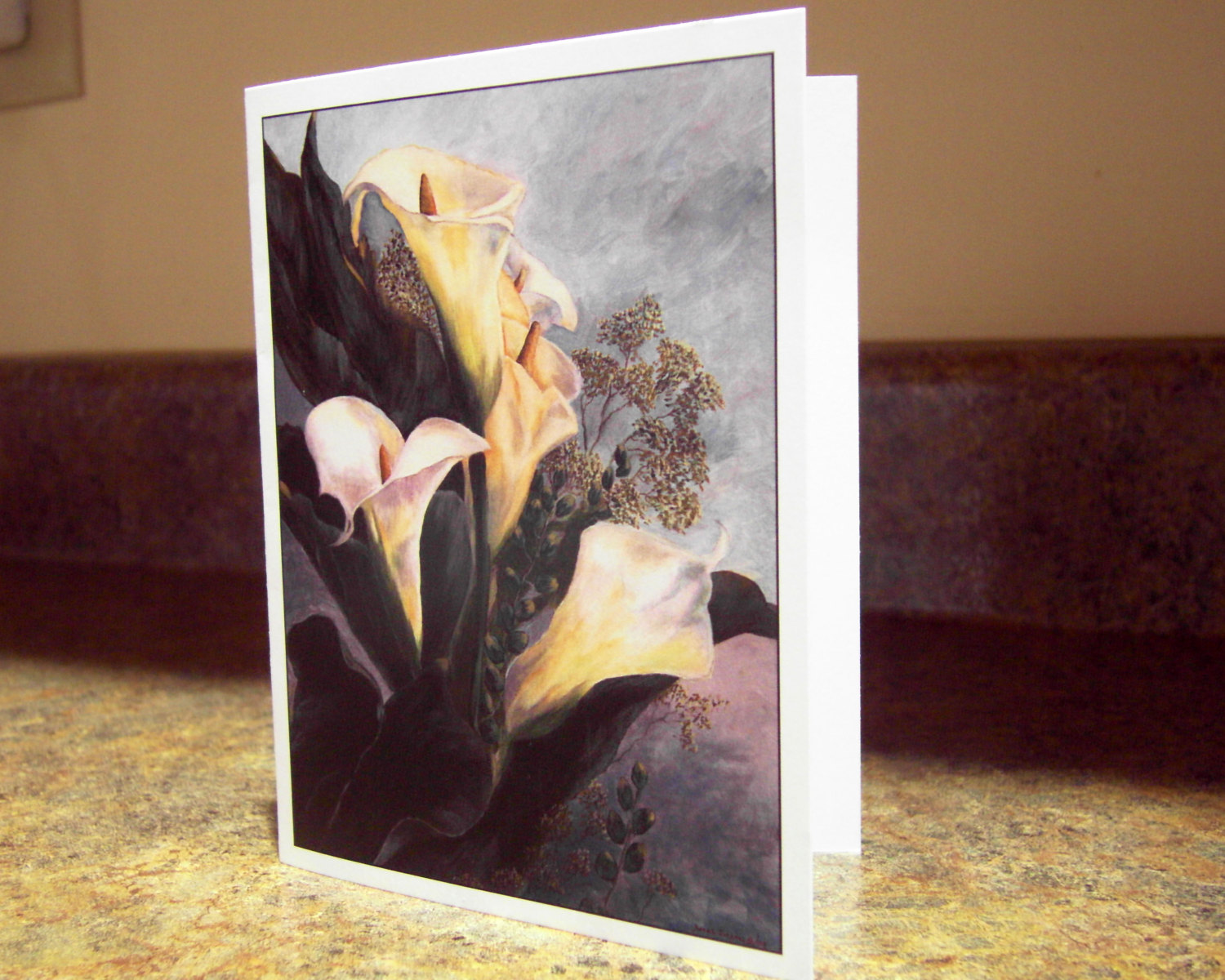 Blank Greeting Card - White Calla Lilies with Queen Anne Lace