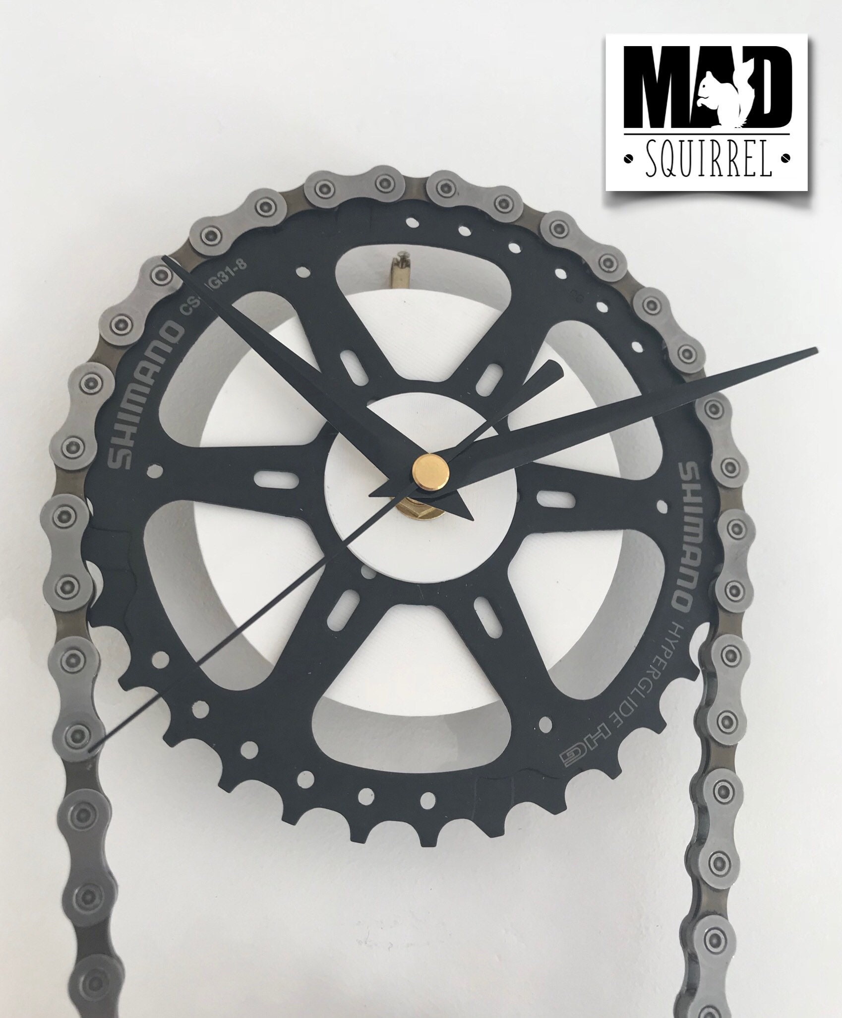 Two Tone Double Bicycle Sprocket and Chain Clock with Temperature and