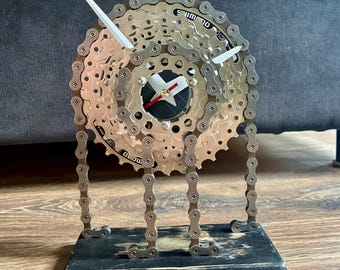 Rear Cassette Clock, Upcycled Bicycle Parts, Vintage Black Base