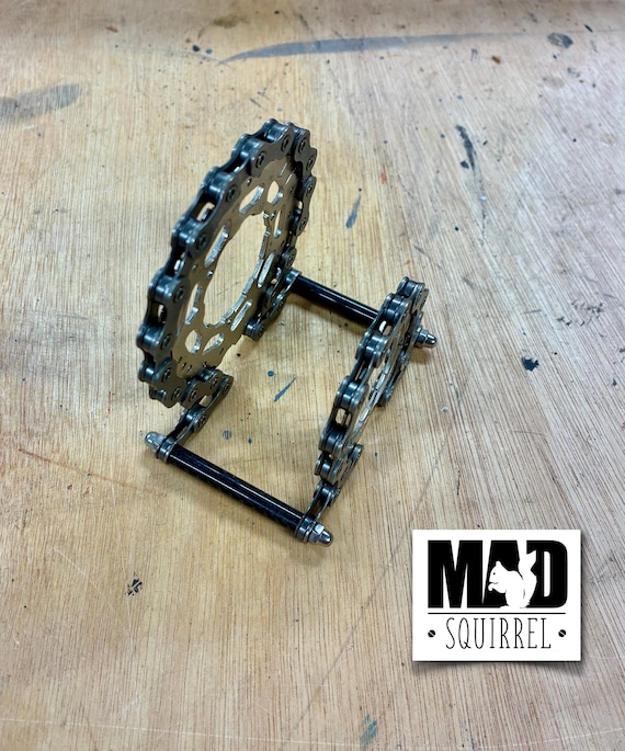 Beautiful and unique Bicycle Chain, Sprockets and Carbon Fibre Tube Letter Rack.