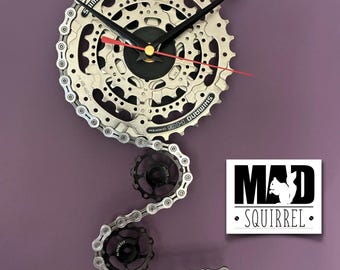 Bicycle Cassette Clock, Upcycled Bike Chain Art