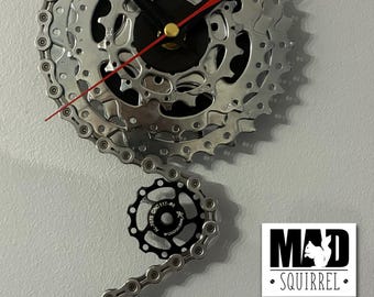Bicycle Cassette Clock, Upcycled Bike Chain Art