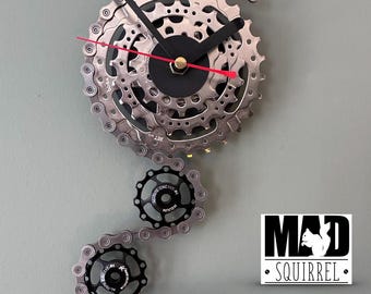 Compact Bicycle Cassette Clock, Upcycled Bike Chain Art
