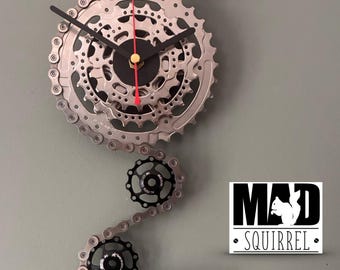 Bicycle Cassette Clock, Upcycled Bike Chain Art