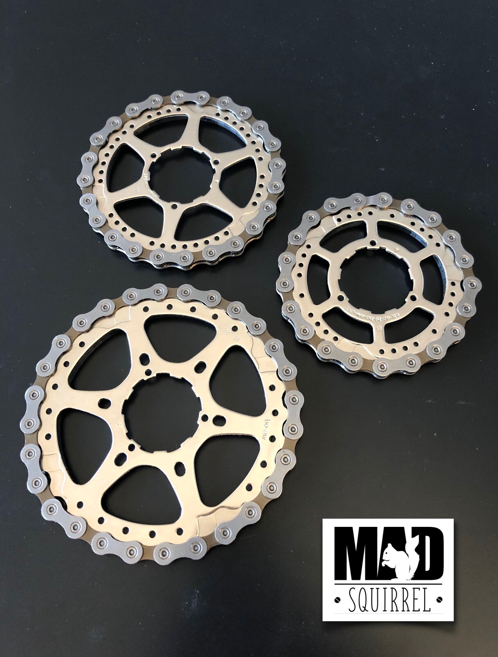 3 Stacking Bicycle Cassette Chain and Sprocket Drinks Coasters