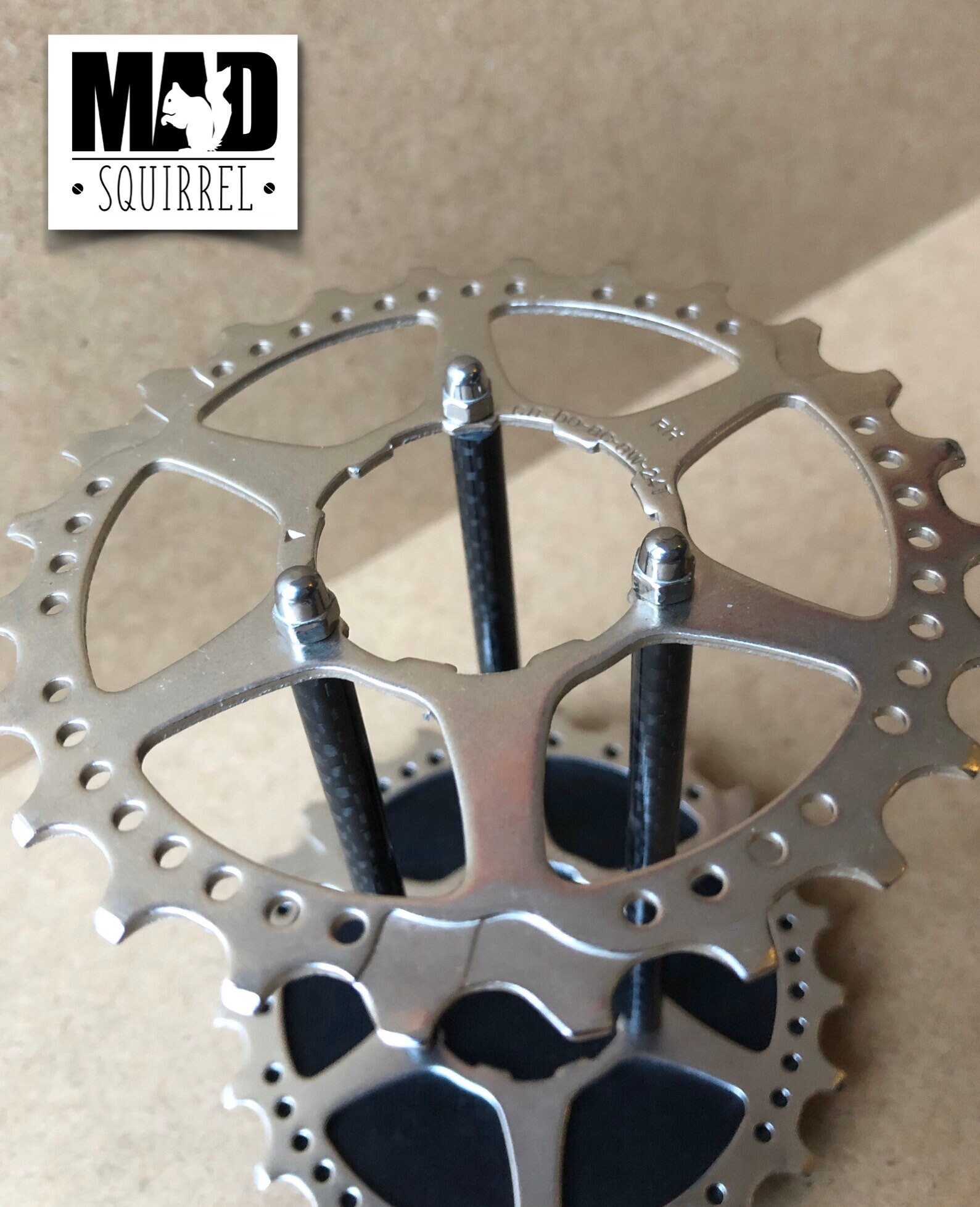 New Style Double Bicycle Sprocket (silver) and Carbon Fibre Tube Pen