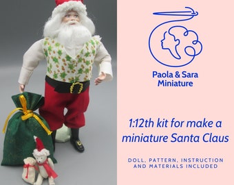 Doll Santa Claus KIT for miniature dollhouse in 1/12 scale - posable | Instructions and materials included
