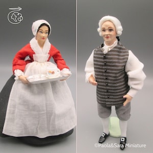 Doll for miniature dollhouse in 1/12 scale - posable | Material: porcelain and resin