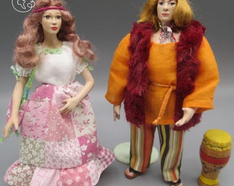 Doll for miniature dollhouse in 1/12 scale - posable | Material: porcelain and resin